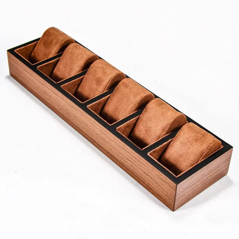 6 Slot Elegant Wooden Open Watch Display Case