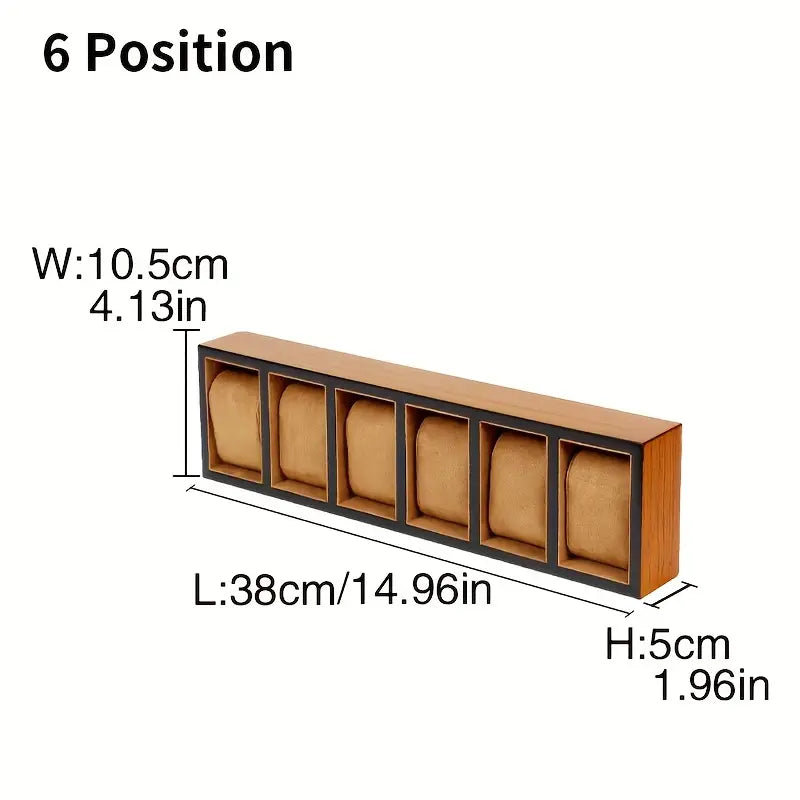 6 Slot Elegant Wooden Open Watch Display Case