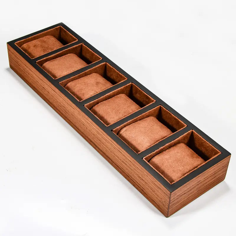 6 Slot Elegant Wooden Open Watch Display Case