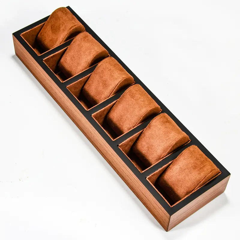 6 Slot Elegant Wooden Open Watch Display Case