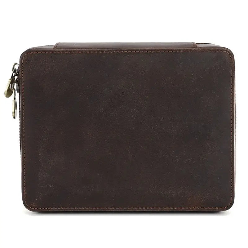 4 Slot Vintage Crazy Horse Leather Watch Box
