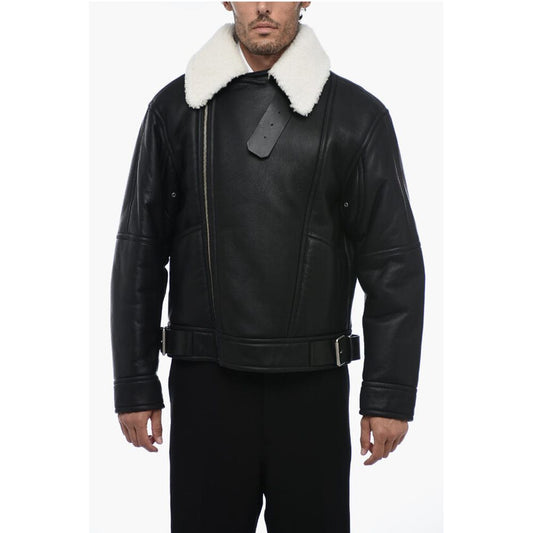 Ambush Leather Avietor Jacket with Shearling Detailing