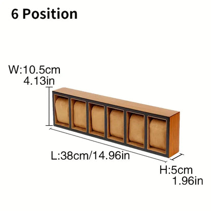 6 Slot Elegant Wooden Open Watch Display Case
